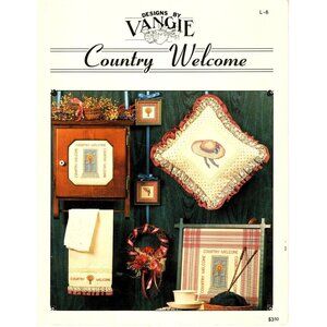 Designs by Vangie Country Welcome Vintage Cross Stitch Pattern Booklet 1986